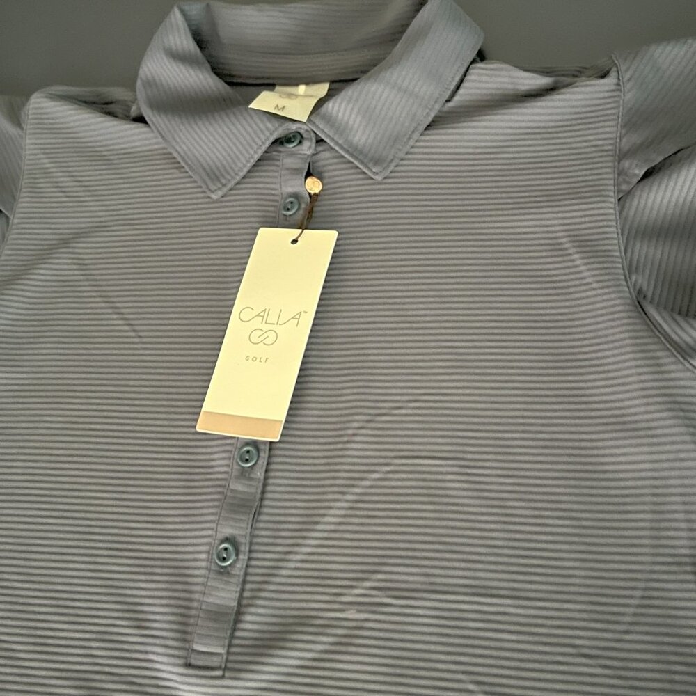 Medium Calia Navy Flutter Sleeve Golf Polo - Picture 2 of 2